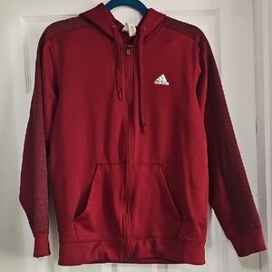 Adidas Maroon Full-Zip Hoodie